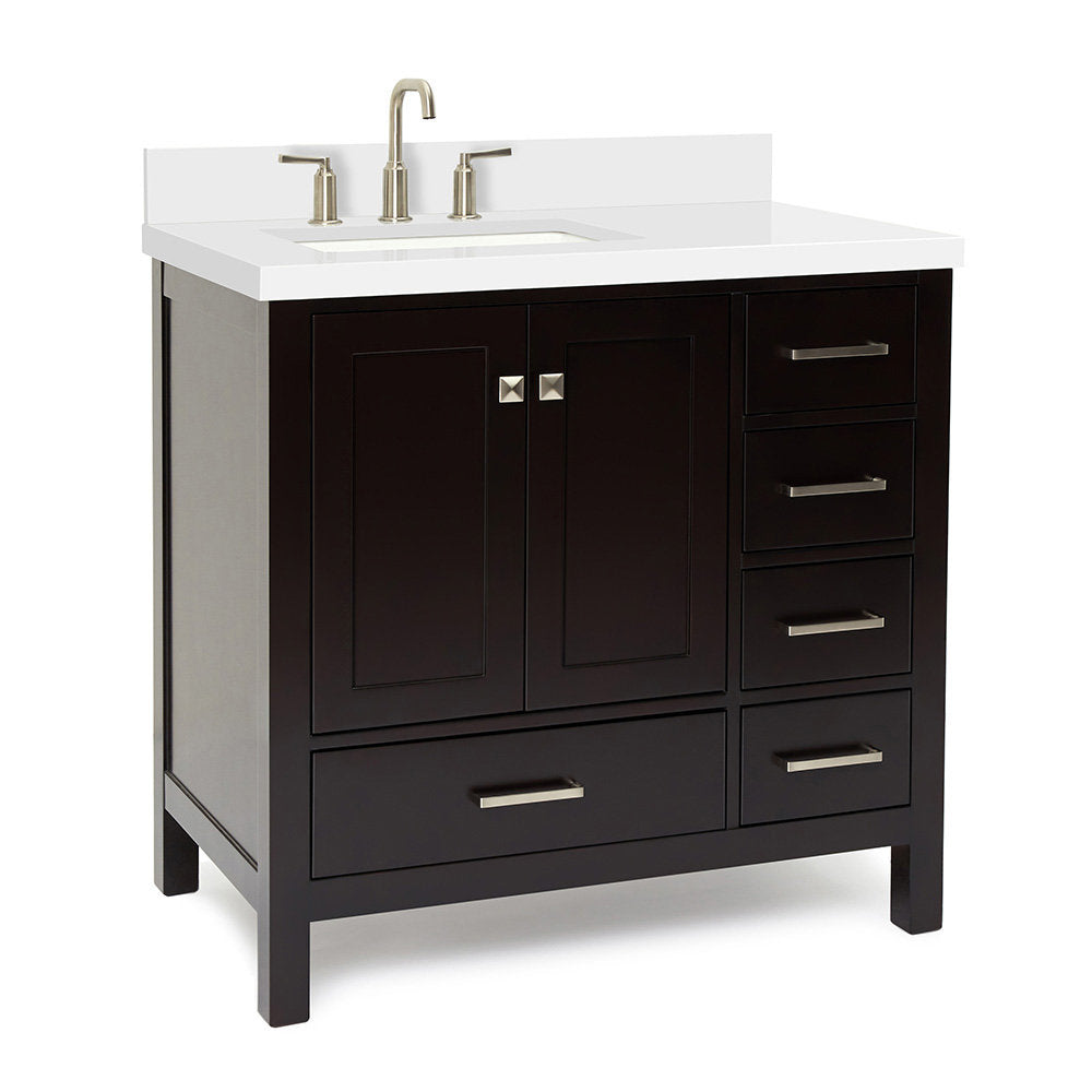 Amariani 37" Single Bathroom Vanity Set Latitude Run® Base Finish: Espresso, Hardware Finish: Satin Nickel