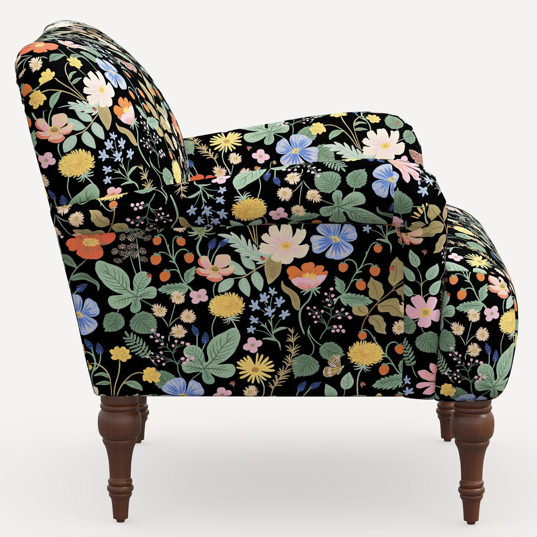 Rifle Paper Co. x Cloth & Company Bristol Armchair Rifle Paper Co. x Cloth & Company Body Fabric: Rpc Stawberry Fields Black Linen