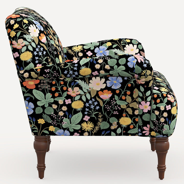 Rifle Paper Co. x Cloth & Company Bristol Armchair Rifle Paper Co. x Cloth & Company Body Fabric: Rpc Stawberry Fields Black Linen