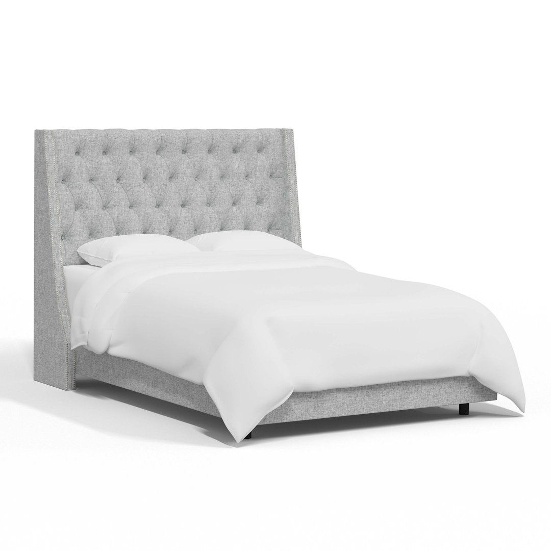 Annabel Upholstered Wingback Bed Kelly Clarkson Home Size: Twin Body Fabric: Zuma Pumice Textured Linen