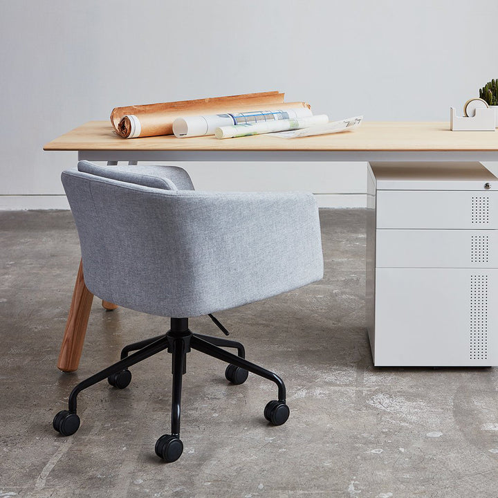 Radius Chair Gus* Modern Upholstery: Bayview Silver Performance Twill