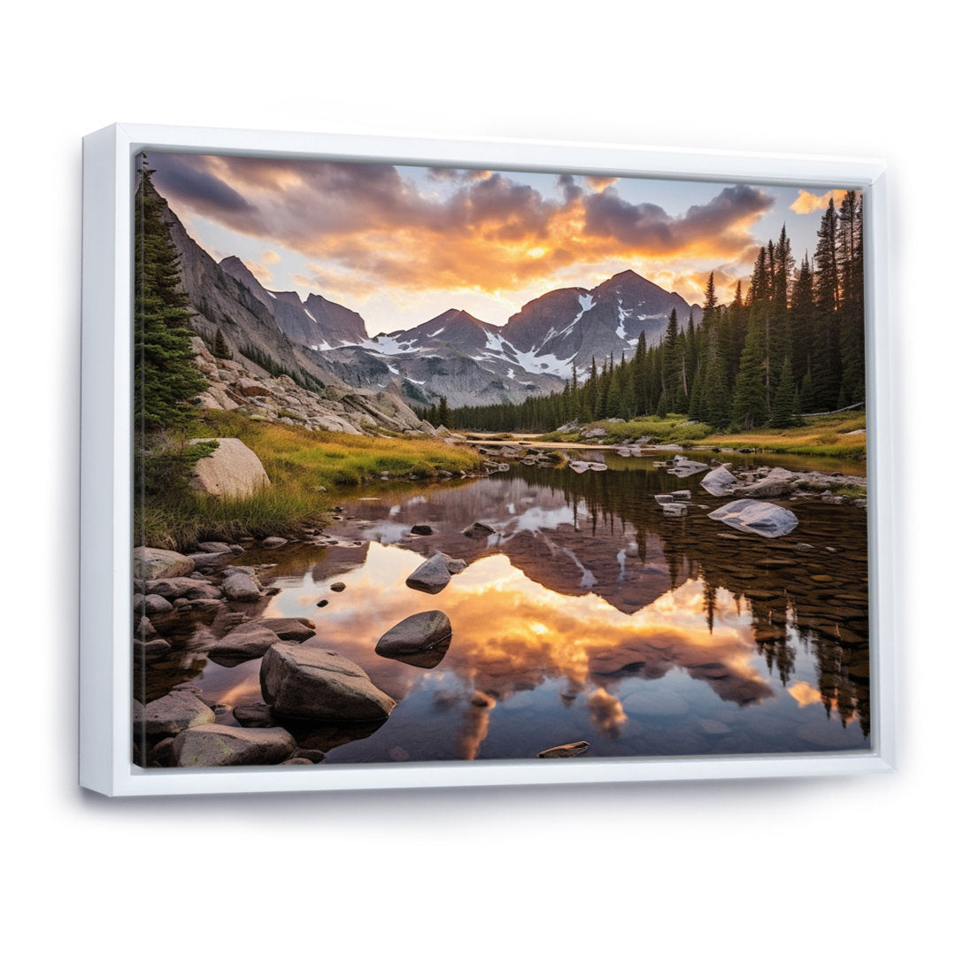 Colorado Mountain Senerity III Framed On Canvas Print Millwood Pines Size: 16" H x 32" W x 1" D Format: White Floater Framed