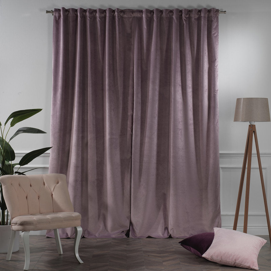 Matte Velvet Extra wide x Extra Long Custom Made Decorative Single Panel Lilijan Home & Curtain Curtain Color: 73 Lilac Luster Size per Panel: 100" W x 84" L
