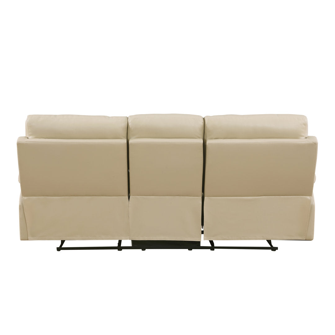 Trower 89" Faux Leather Pillow Top Arm Reclining Sofa Red Barrel Studio® Upholstery: Beige Faux Leather
