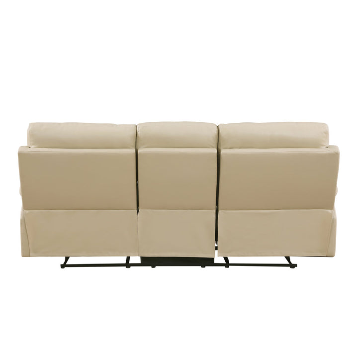 Trower 89" Faux Leather Pillow Top Arm Reclining Sofa Red Barrel Studio® Upholstery: Beige Faux Leather