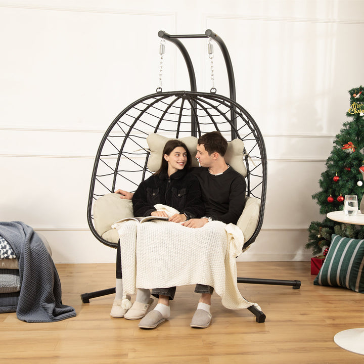 Chousein Egg Chair with Stand for 2 Person Dakota Fields