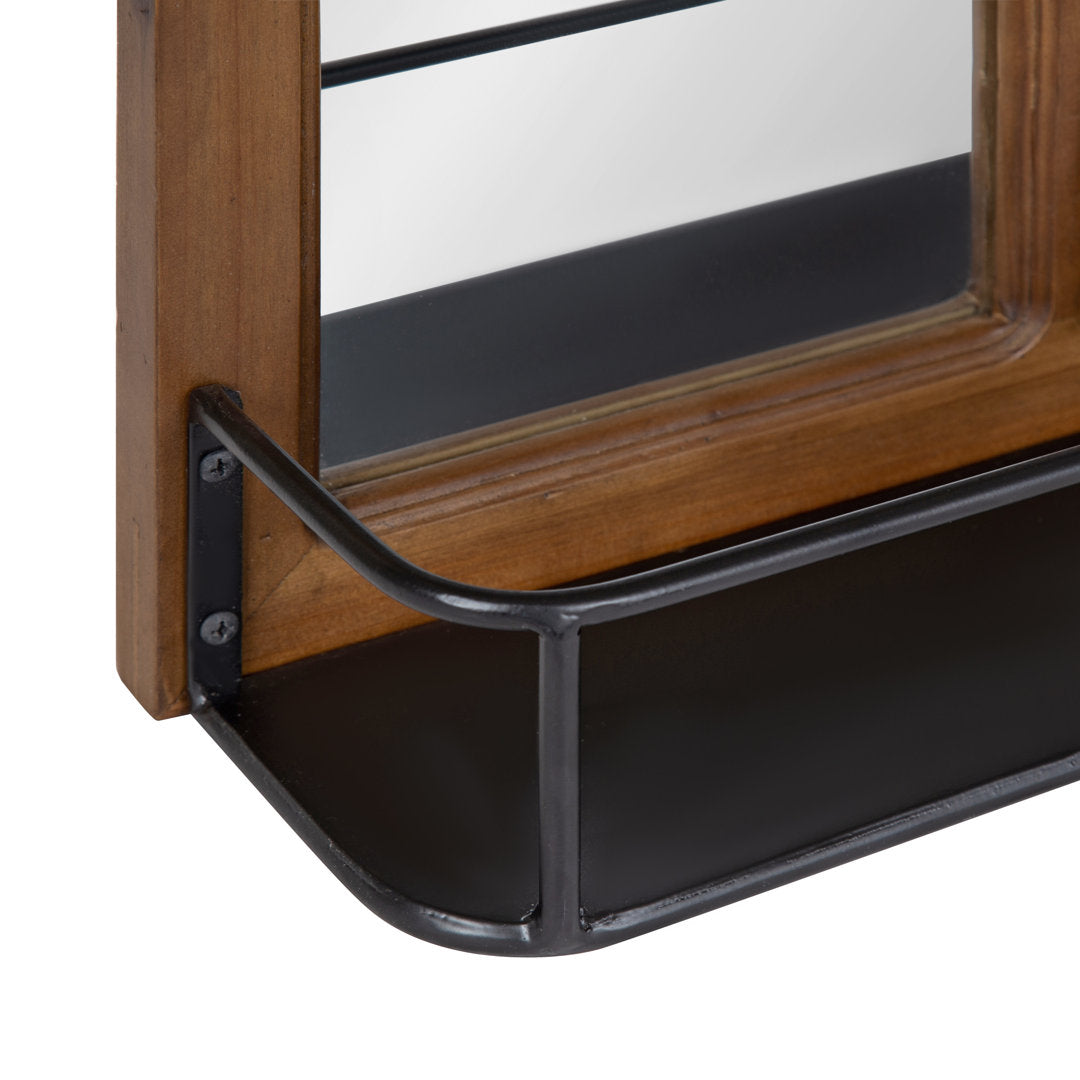 Kaufman Farmhouse Beveled with Shelves Accent Mirror Gracie Oaks Size: 24" H x 18" W Finish: Brown/Black