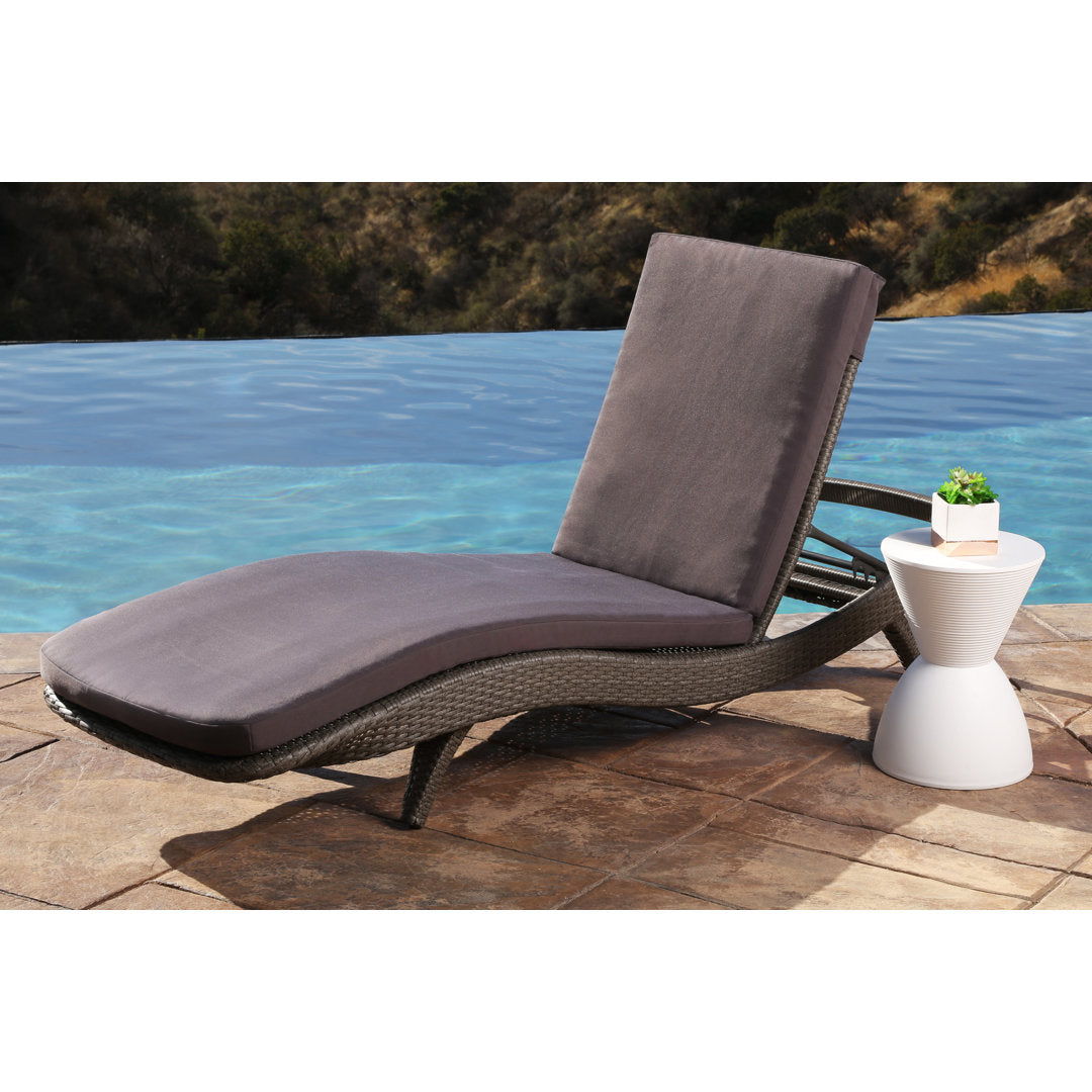 Cleghorn 79" Long Reclining Single Chaise Sunbrella with Cushion Ivy Bronx Color: Seal Gray