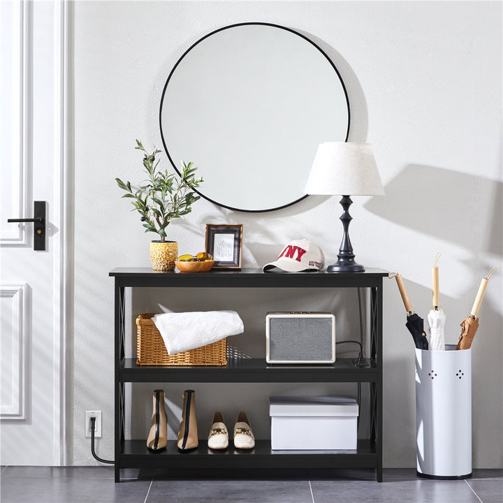 Bergmann 42" Console Table with Power Outlets Beachcrest Home™ Color: Black