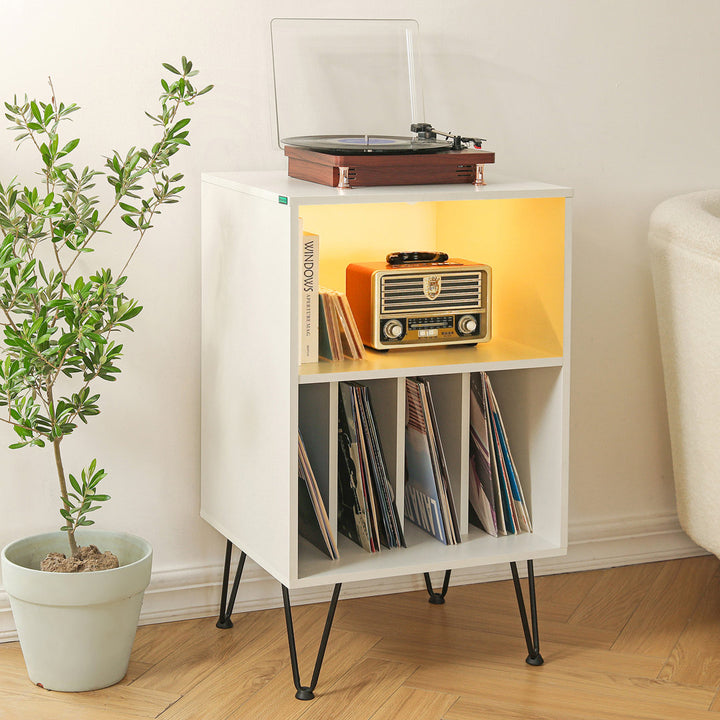 Audio Rack with LED Lights George Oliver Color: White
