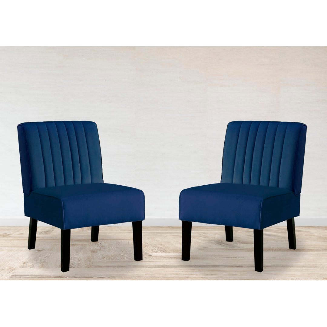 Antanina 21" Wide Velvet Slipper Chair (Set of 2) Wade Logan® Upholstery Color: Dark Blue Velvet