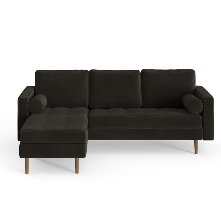 Geo 84" Wide Reversible Sofa and Chaise AllModern Body Fabric: Bella Smoke Performance Velvet