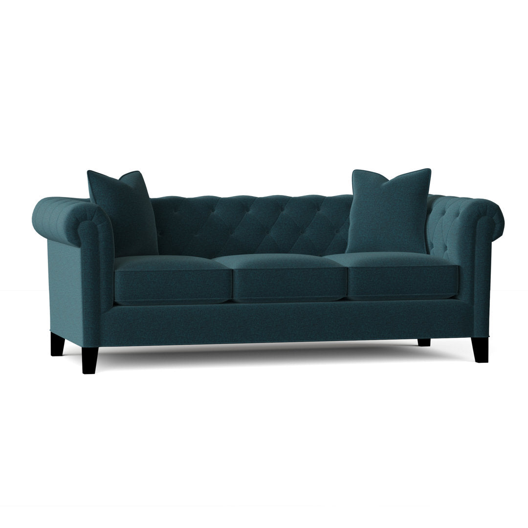 Caspar 82" Velvet Rolled Arm Chesterfield Sofa with Reversible Cushions Willa Arlo™ Interiors Body Fabric: Vibe Tranquil Chenille
