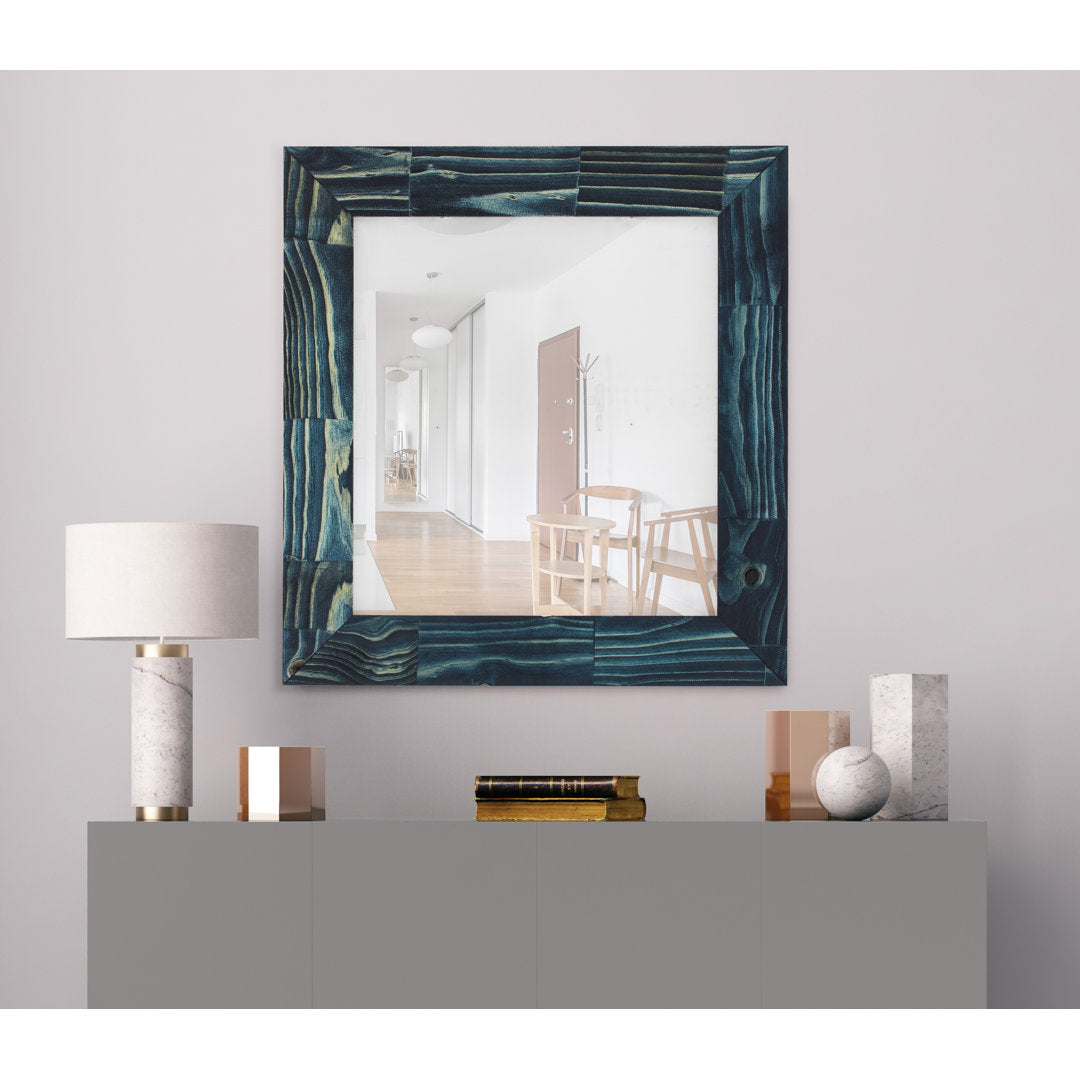 Aydrien Farmhouse / Country Distressed Mirror Millwood Pines Size: 40" x 40" Finish: Blue