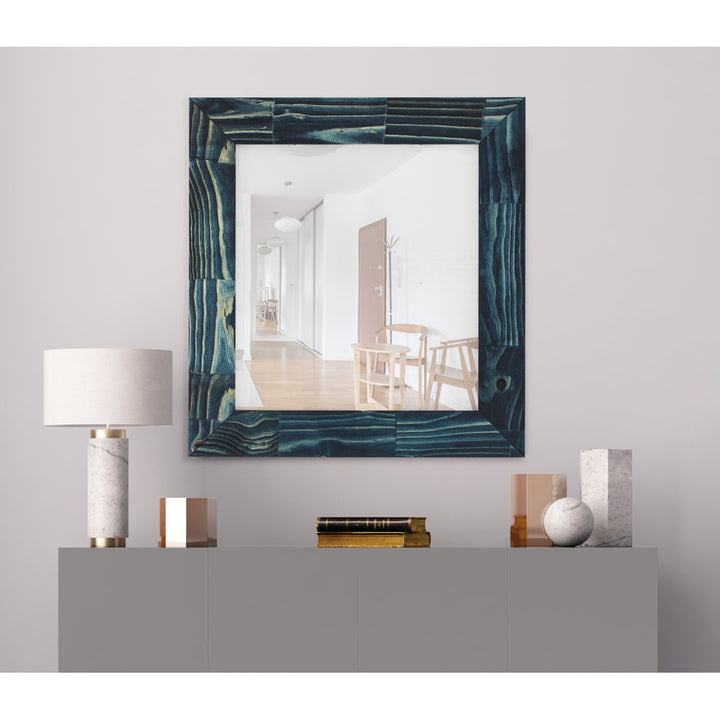 Aydrien Farmhouse / Country Distressed Mirror Millwood Pines Size: 40" x 40" Finish: Blue