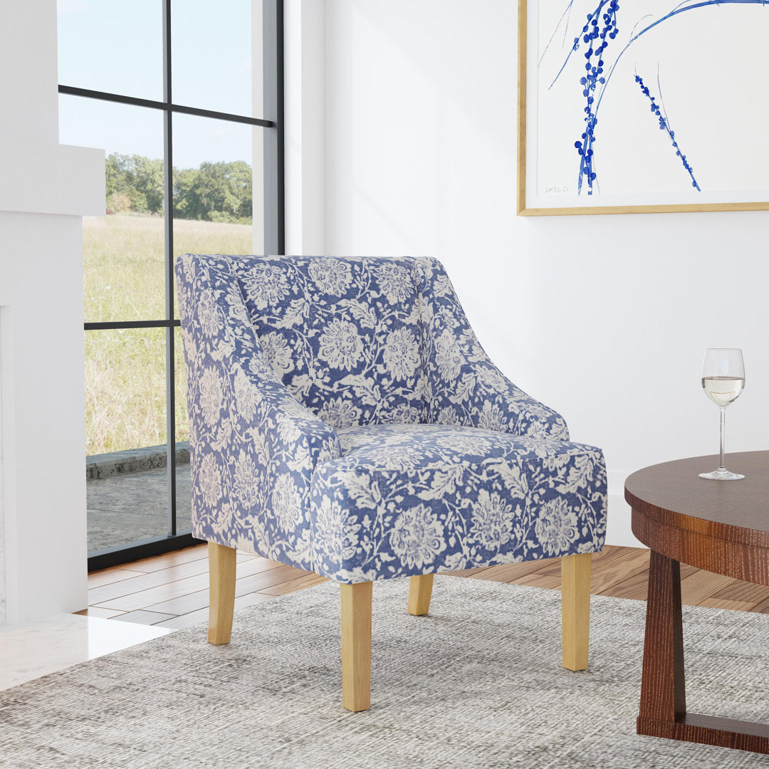 Adona Accent Chair Mistana™ Fabric: Blue Floral 100% Polyester,