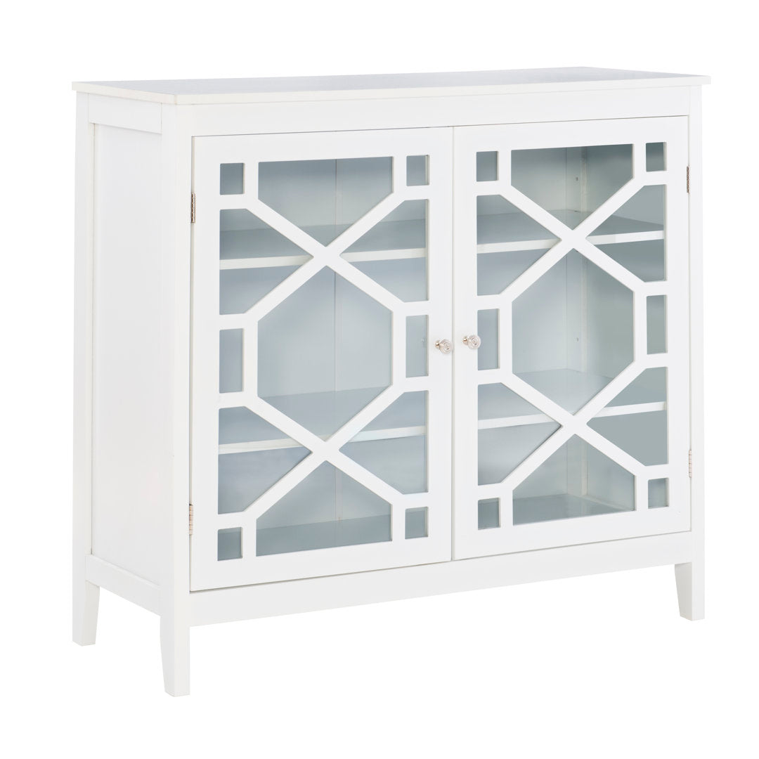 Fiama 38" Three Shelf Accent Cabinet with Two Glass Doors Red Barrel Studio® Color: White