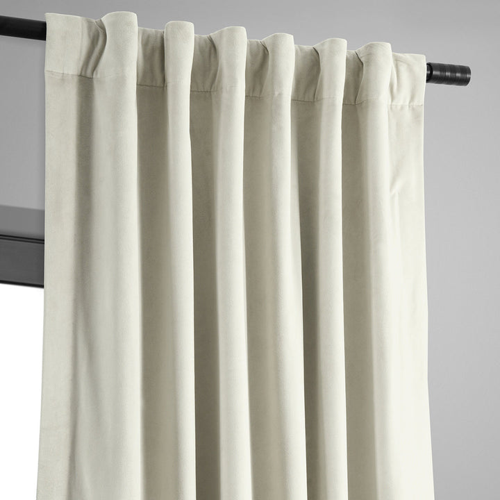 Olivia Signature Thermal Lined 100% Blackout Velvet Curtains for Bedroom & Living Room Curtains Single Panel Window Curtains Gracie Oaks Curtain Color: Off White Size per Panel: 50"W x 63"L