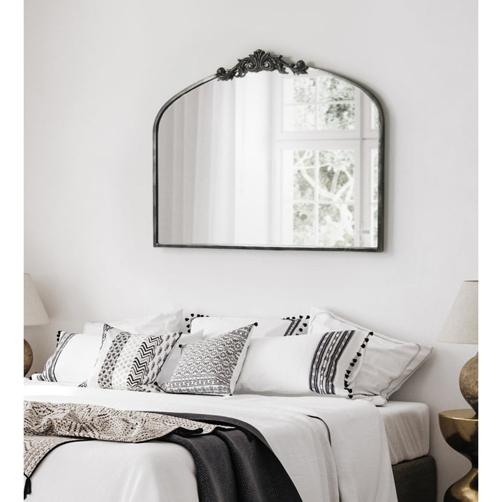 Anglo Arendahl Traditional Accent Mirror Fleur De Lis Living Size: 28.5" x 36" Finish: Black