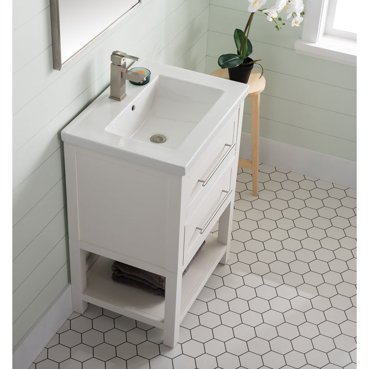 Bickley 24" Single Bathroom Vanity with Ceramic Top Beachcrest Home™ Base Finish: White