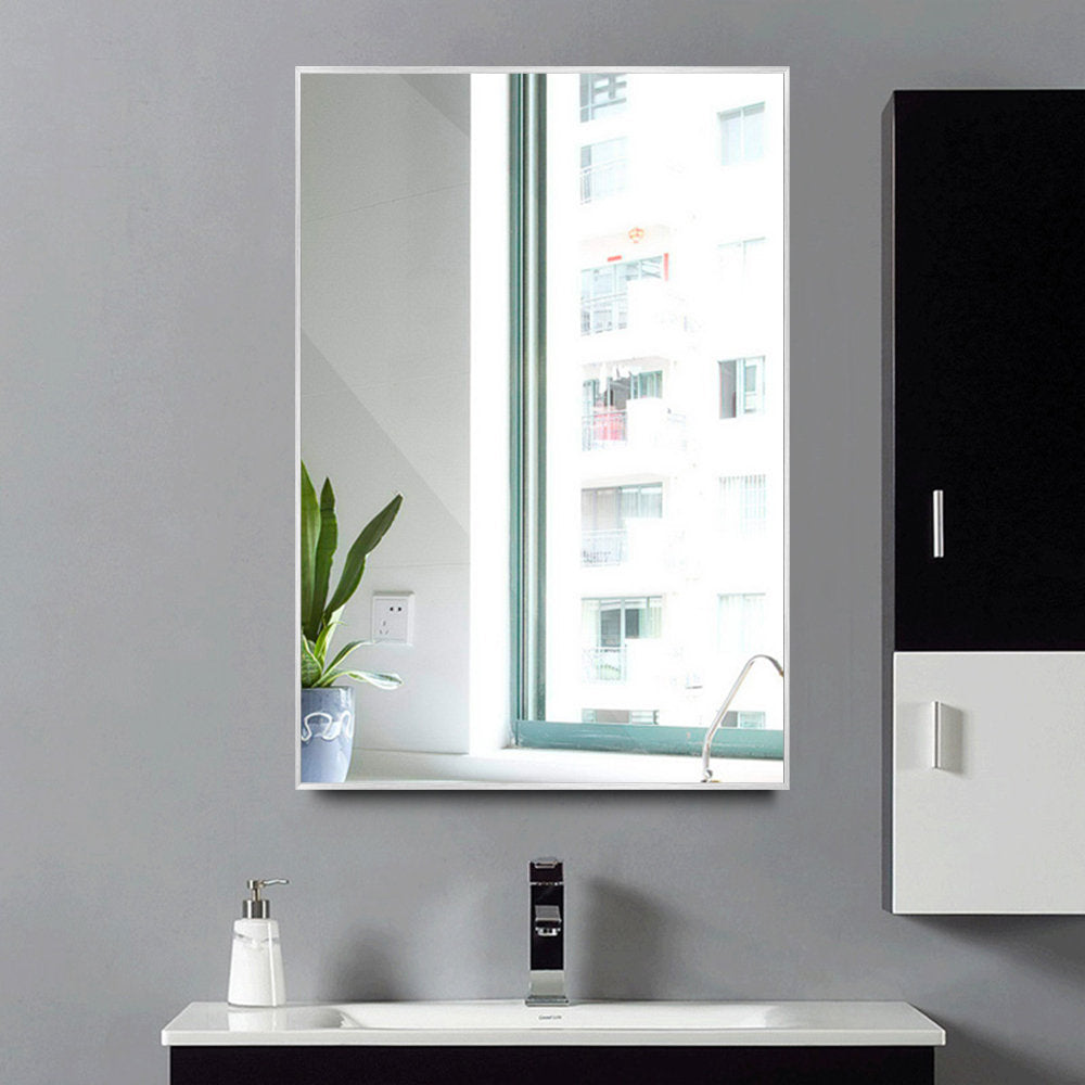 Beunca Metal Framed Bathroom Vanity Mirror Winston Porter Size: 38" x 26" Finish: Silver