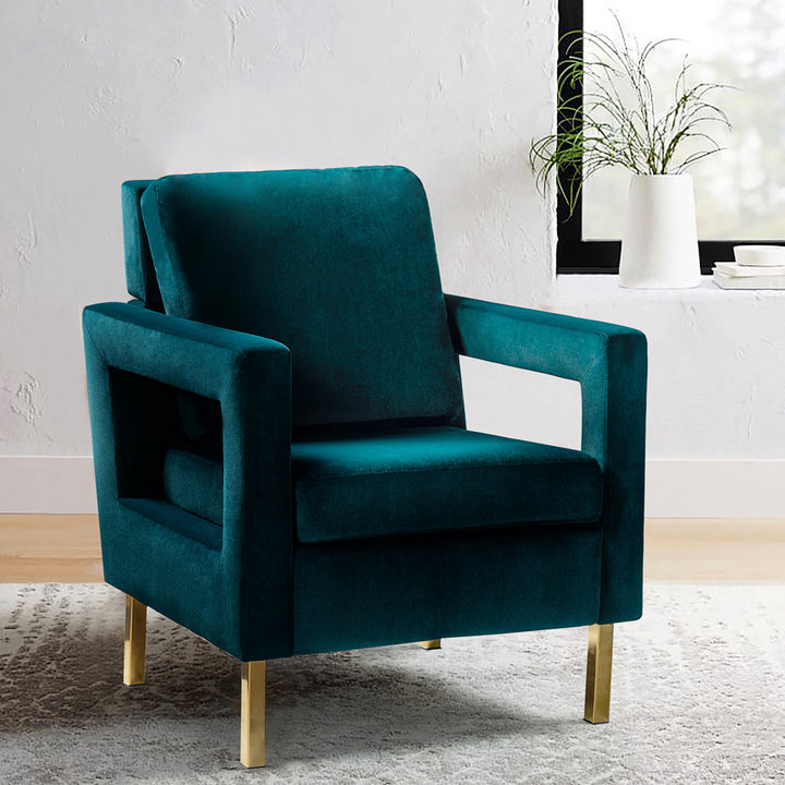 Clayne Velvet Armchair Etta Avenue™ Fabric: Teal Velvet