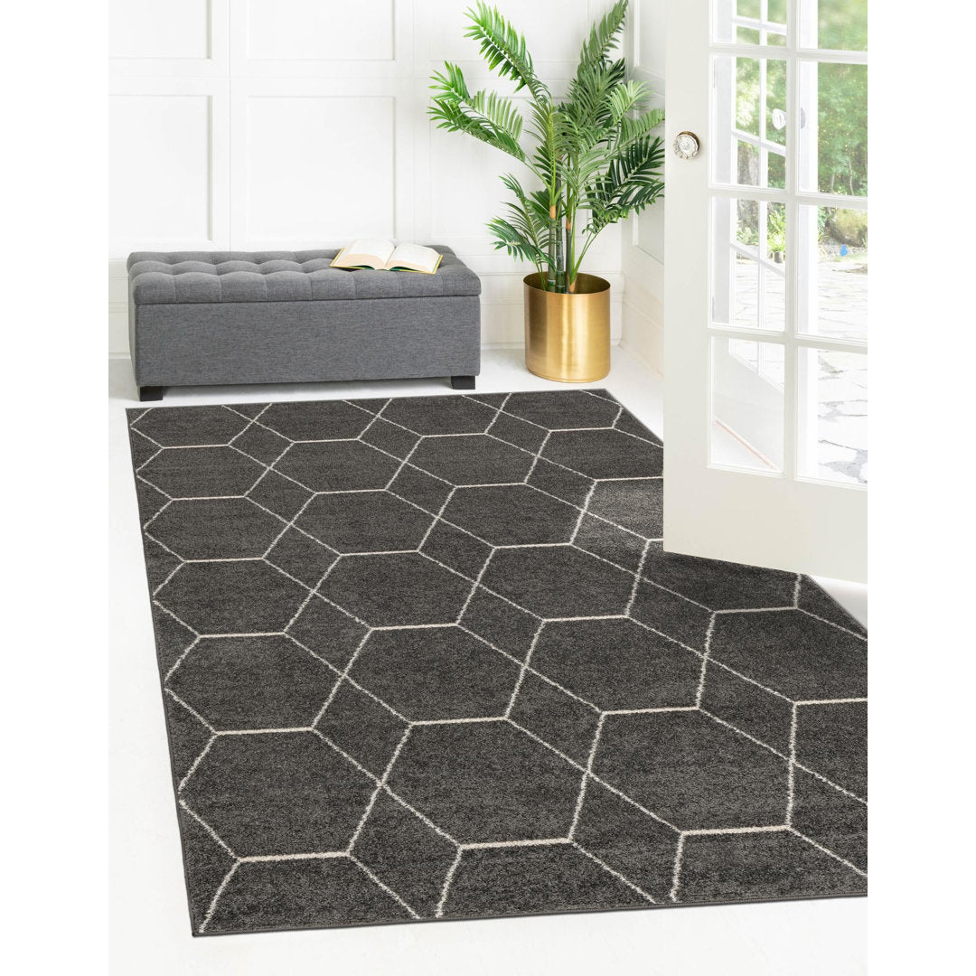 Debrodie Geometric Dark Gray Area Rug George Oliver Rug Size: Rectangle 10' x 13'
