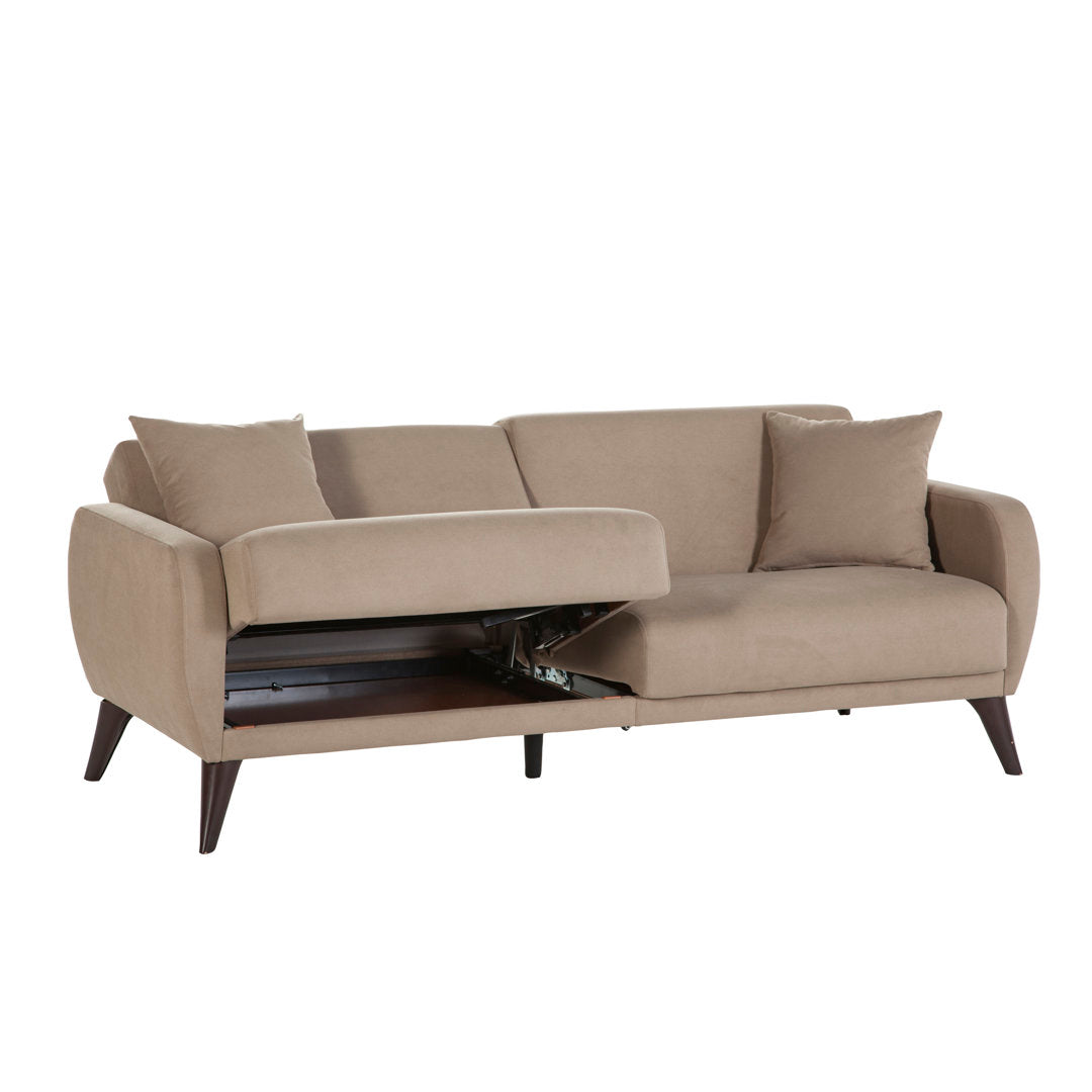 Lelana Twin 78.75 Polyester Tufted Sofa Brayden Studio® Fabric: Taupe