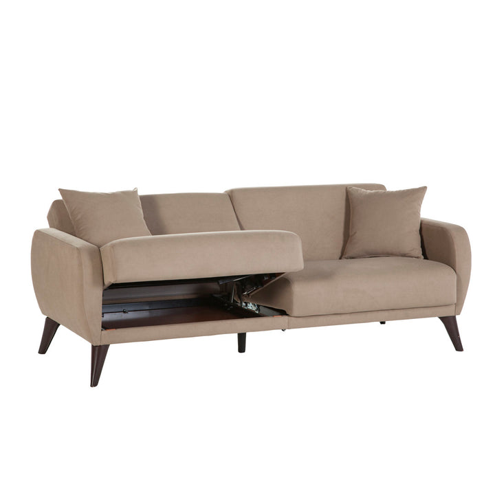 Lelana Twin 78.75 Polyester Tufted Sofa Brayden Studio® Fabric: Taupe