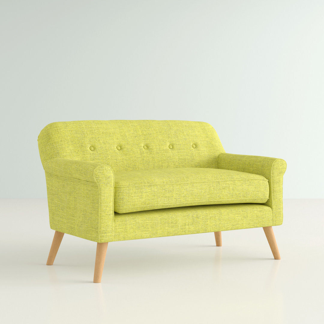 Deby 49.75" Flared Arm Loveseat George Oliver Upholstery Color: Muted Green Polyester