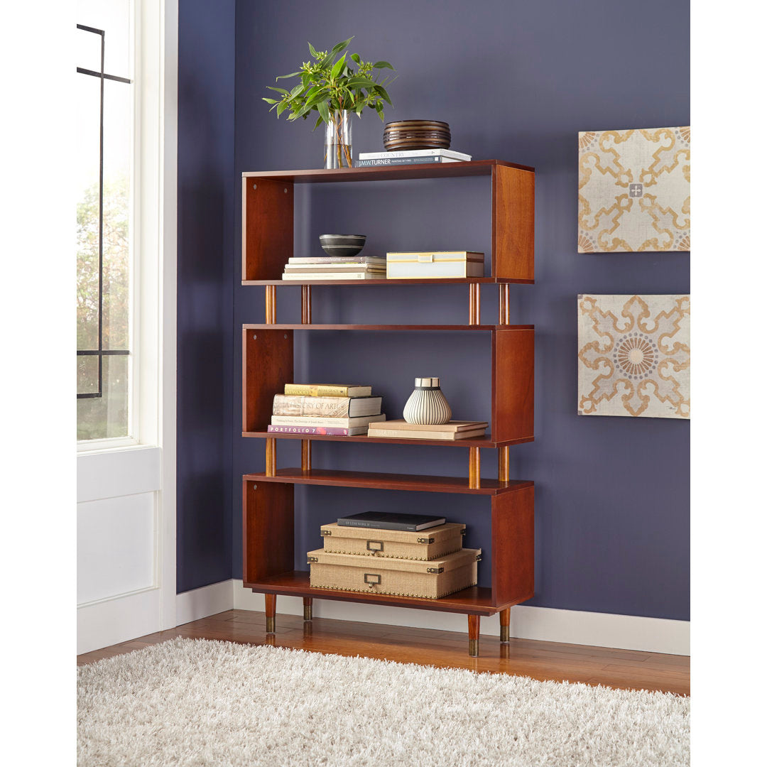 Camylle Standard Bookcase Everly Quinn Color: Walnut/Gold