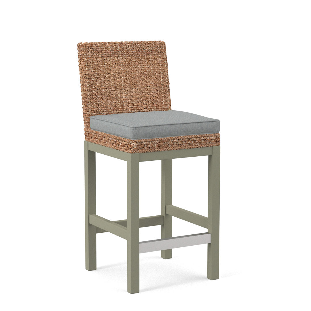 Seagrass Top Counter Stool Braxton Culler Leg Color: Greystone Finish Body Fabric: Lapis Plaid; 0126-63