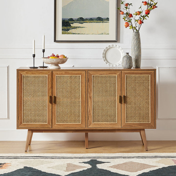 Emily 56.8''Rattan TV Stand With Storage Kelly Clarkson Home Color: Walnut