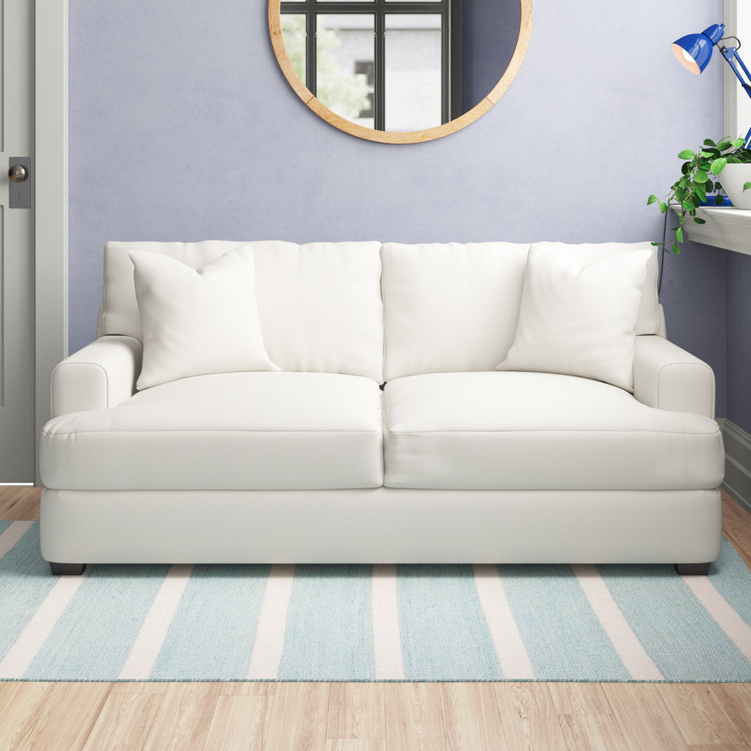 Emilio 65" Recessed Arm Loveseat With Reversible Cushions Wayfair Custom Upholstery™ Fabric: Classic Bleach White Twill