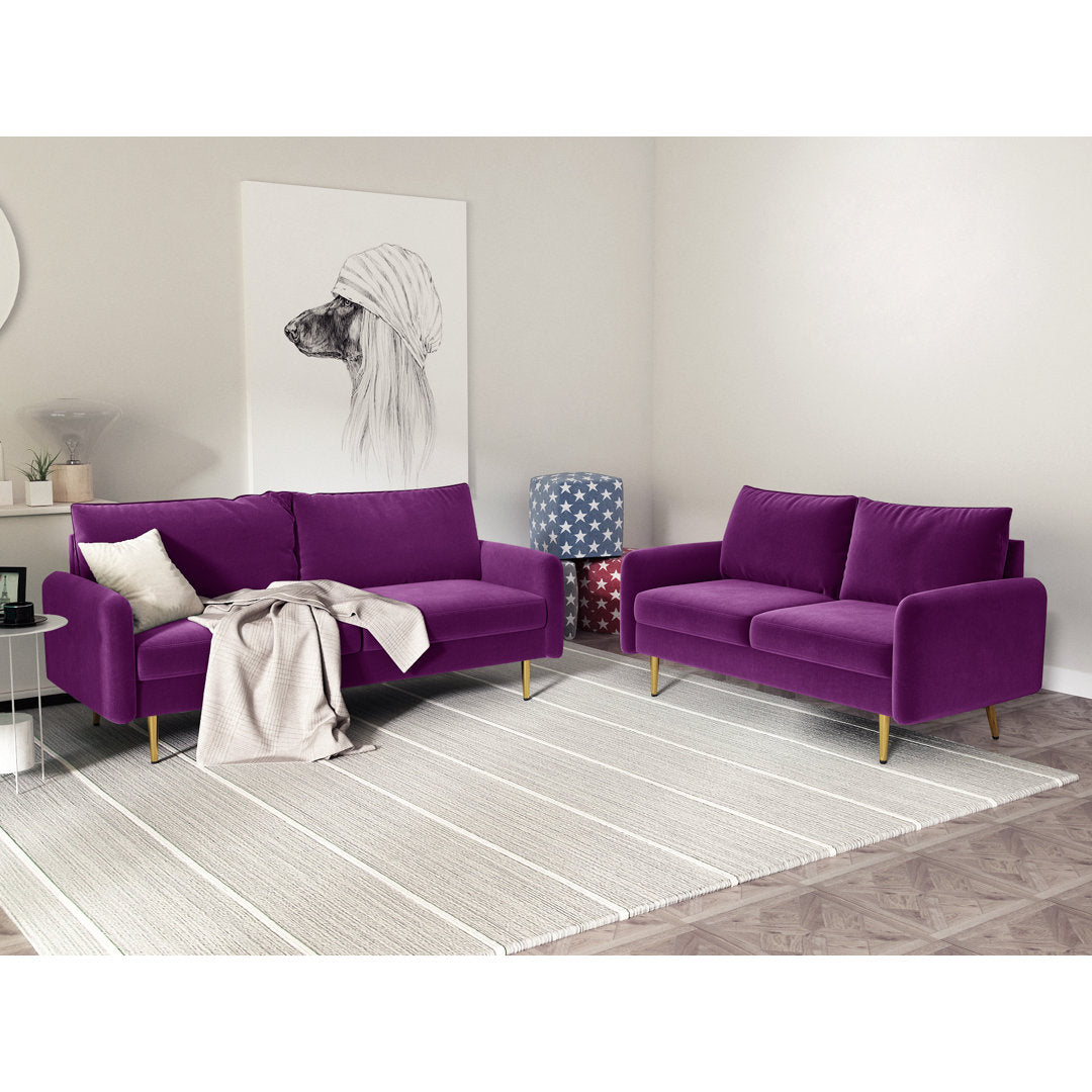 Javonta 70'' Upholstered Sofa Everly Quinn Fabric: Eggplant Velvet