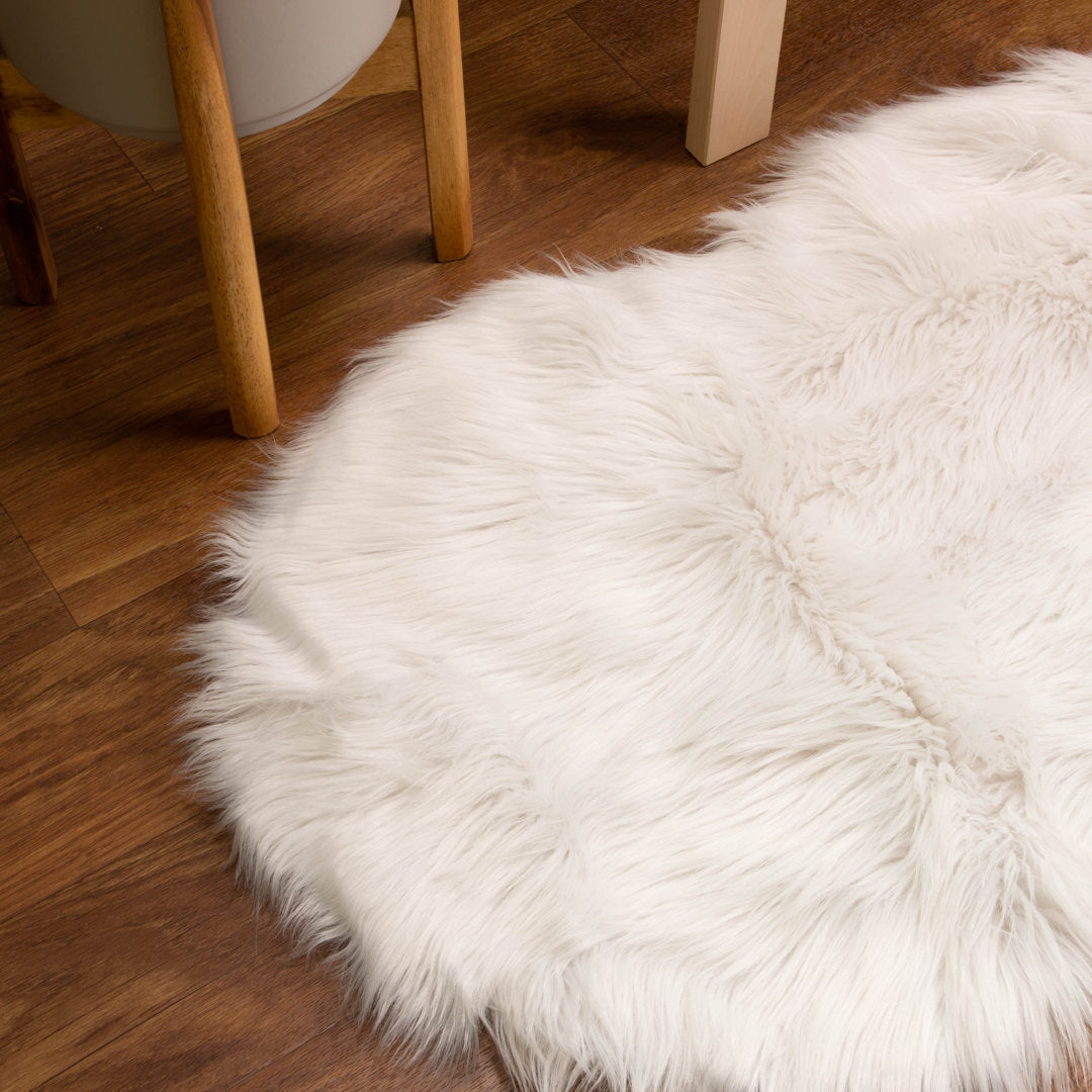 Diller White Faux Sheepskin Fur Machine Washable Shag Fluffy Area Rug Willa Arlo™ Interiors Rug Size: Runner 2' x 6'