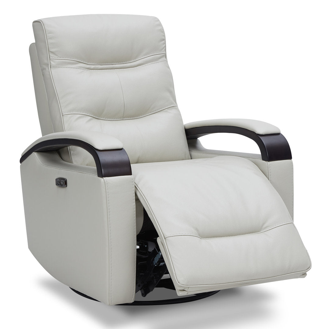 Elvina Genuine Leather Swivel Power Recliner Latitude Run® Upholstery Color: Light Gray