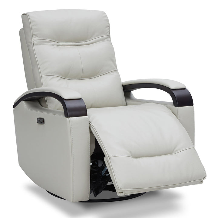 Elvina Genuine Leather Swivel Power Recliner Latitude Run® Upholstery Color: Light Gray