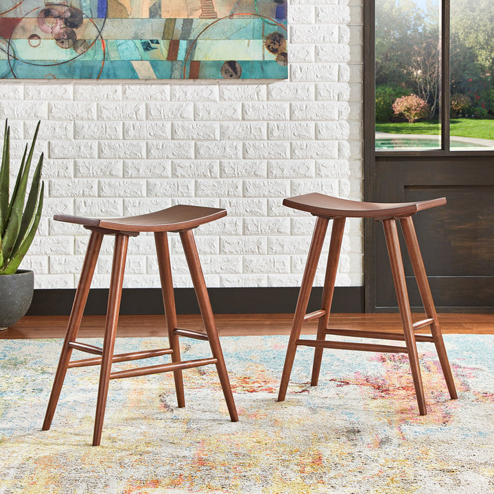 Ashray Solid Wood 24.25" Counter Stool (Set of 2) Wade Logan® Color: Oak