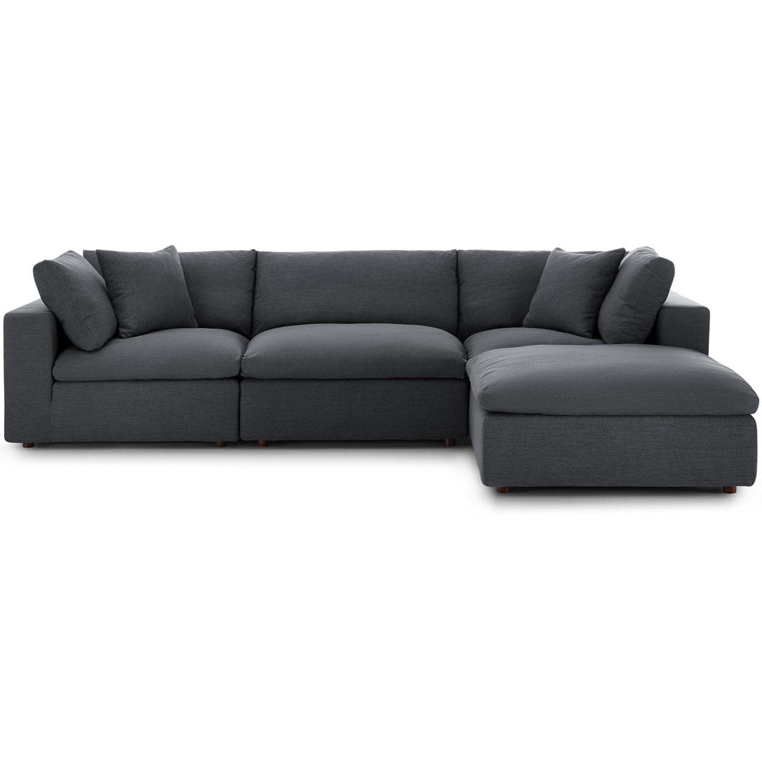 Modway Copper Grove Hrazdan Down-filled 4-piece Sectional Sofa Set Modway Body Fabric: Gray