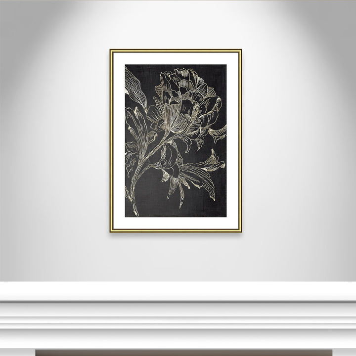 Golden Flower Folklore I by Asia Jensen - Picture Frame Graphic Art Print Joss & Main Size: 36.75" H x 26.75" W Format: Gold Framed