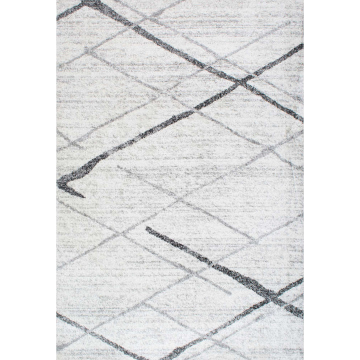 Amii Abstract Stripe Contemporary Ivory/Gray/Charcoal Area Rug Wrought Studio™ Rug Size: Rectangle 4' x 6'