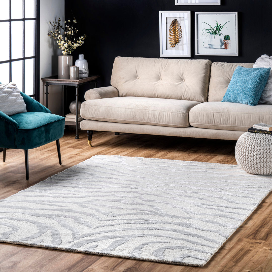 Fathima Animal Print Hand Tufted Wool Gray Area Rug Mercer41 Rug Size: Rectangle 7'6" x 9'6"