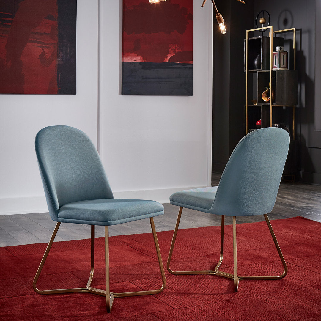 Ainhoa Linen Upholstered Side Chair (Set of 2) Etta Avenue™ Upholstery Color: Blue