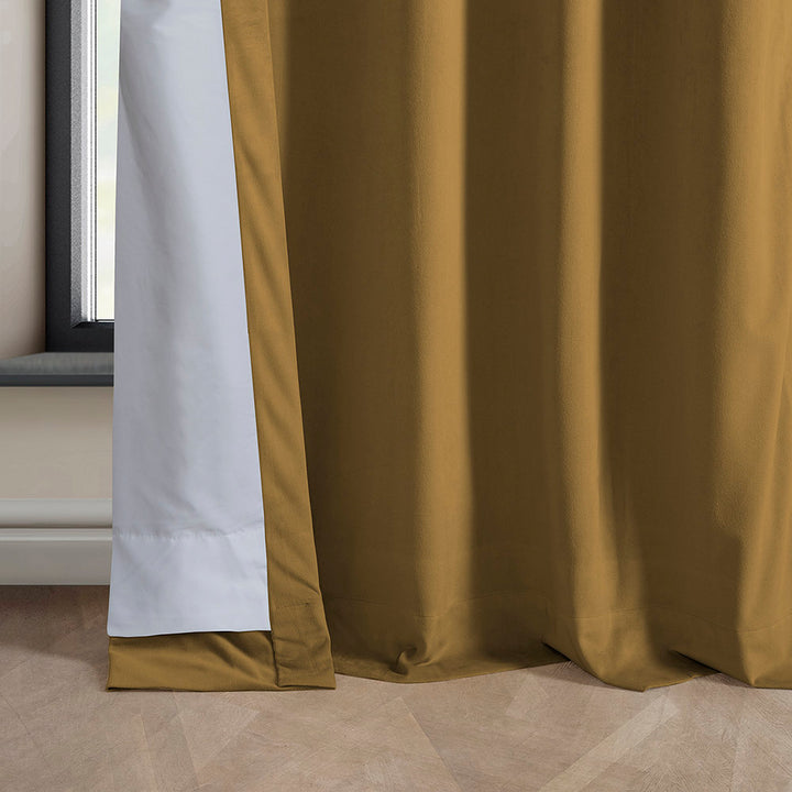 Matra Plush Velvet Curtains for Bedroom - Room Darkening Curtains for Living Room Window Single Panel AllModern Curtain Color: Retro Gold Size per Panel: 50" W x 120" L