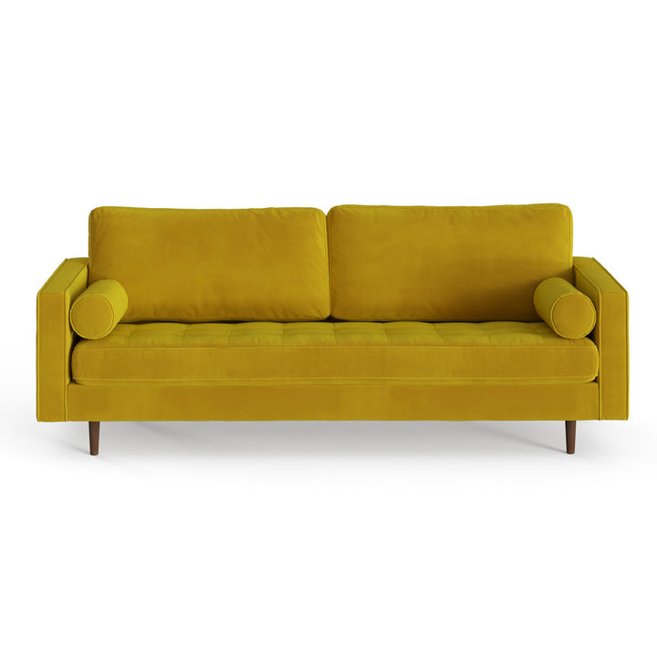 Geo 84" Upholstered Sofa AllModern Fabric: Bella Gold Performance Velvet