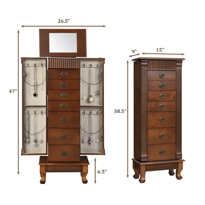Melitta Wood Free Standing Jewelry Armoire with Mirror Canora Grey
