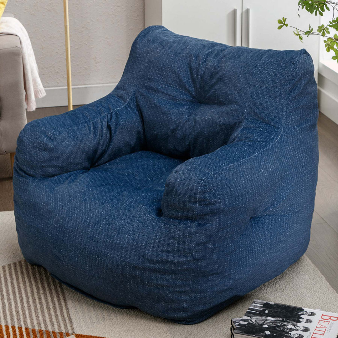 Medium Bean Bag Chair Viv + Rae™ Body Fabric: Blue Linen