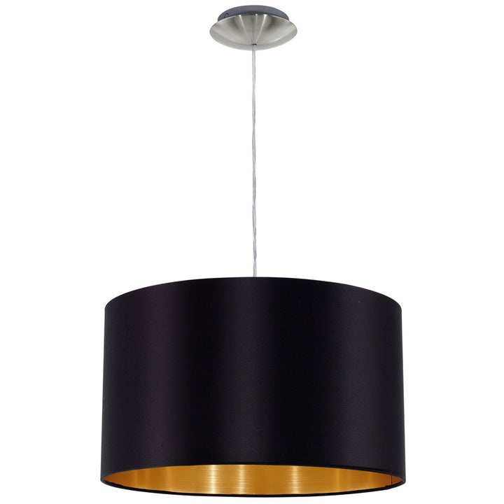 Newville 1 - Light Single Drum Pendant Wade Logan® Shade Color: Black/Gold