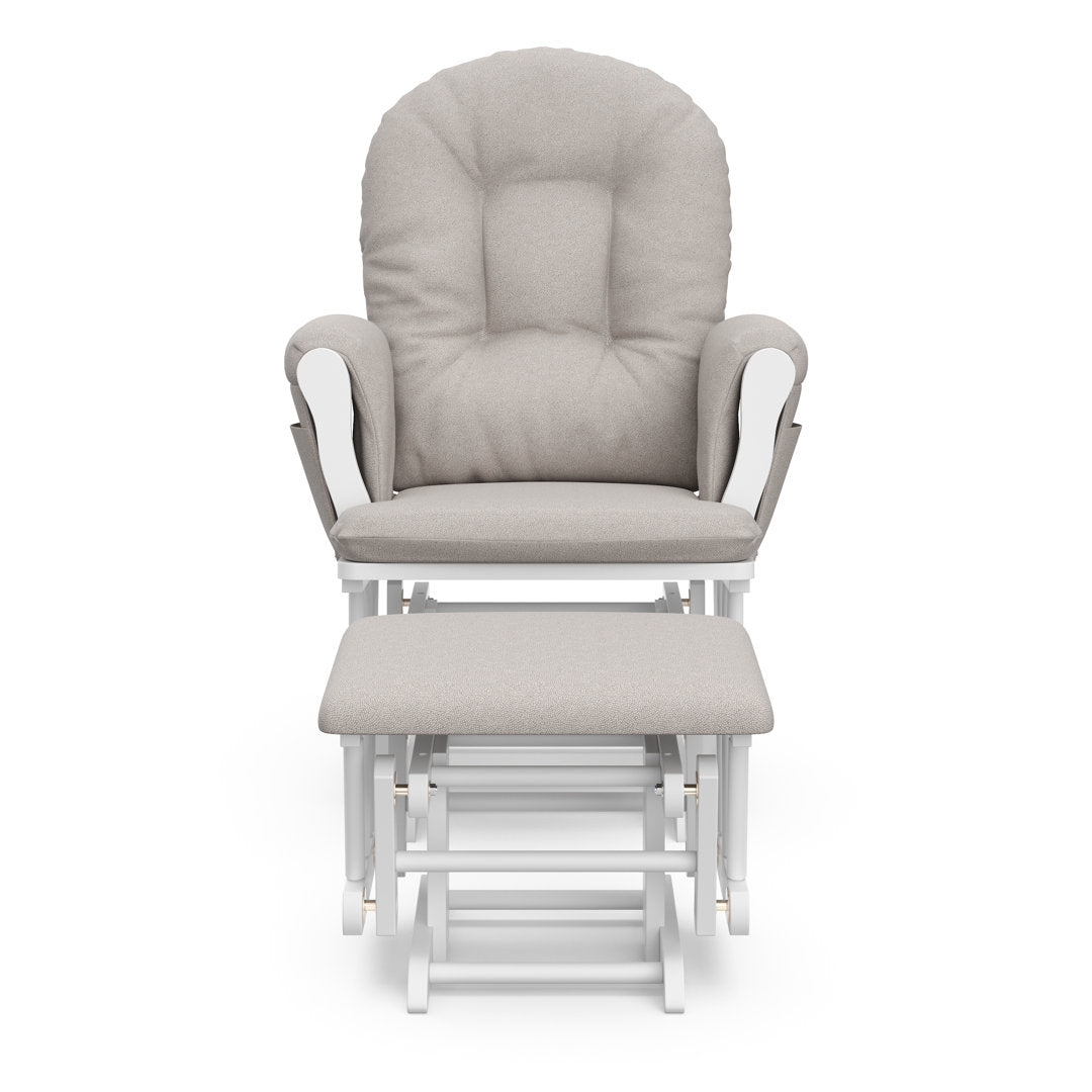 Hoop Glider with Ottoman Storkcraft Upholstery Color: Taupe Swirl, Frame Color: White